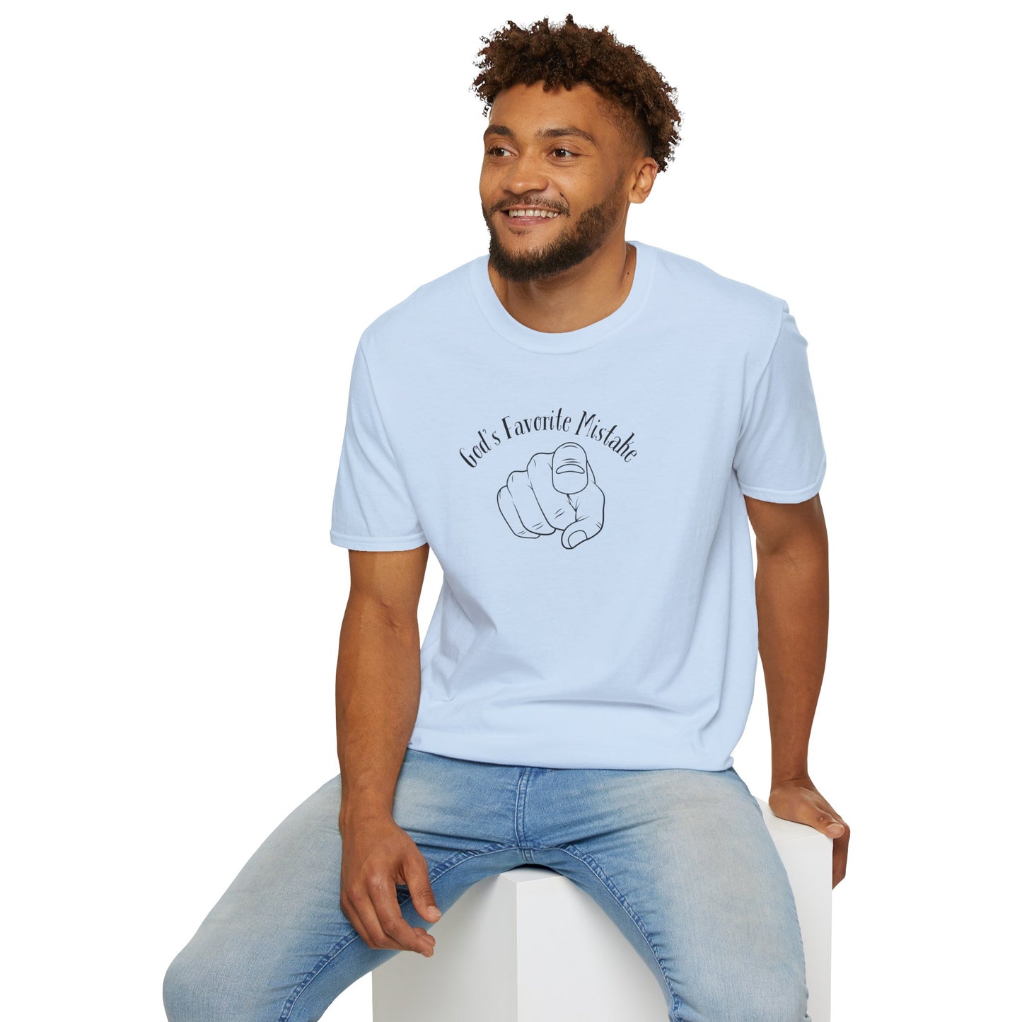 God's Favorite Mistake Unisex Softstyle T-Shirt, Father's Day Gift, Funny Dad Shirt, Casual Tee, Gift for Dads