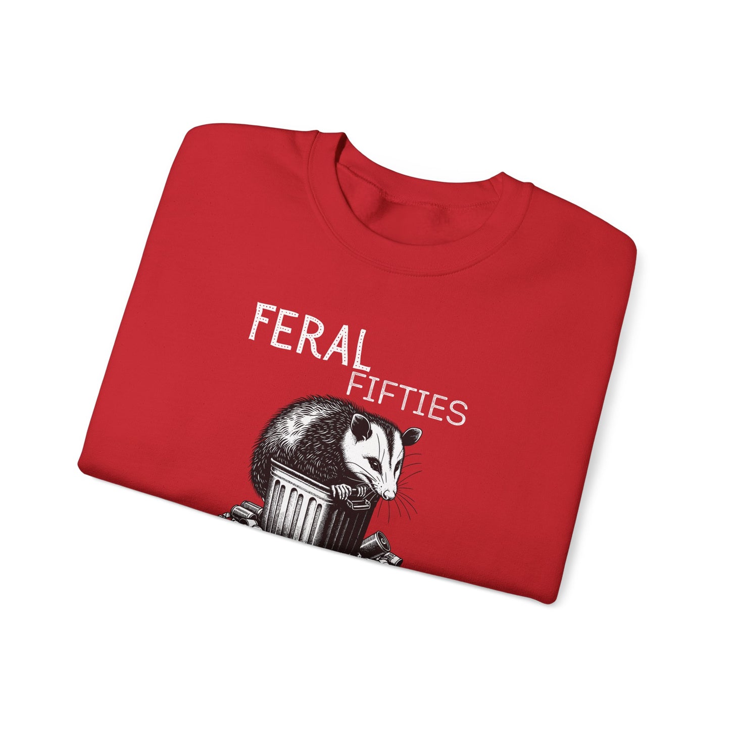 Feral Fifties Crewneck Sweatshirt, Funny Animal Sweatshirt, Gift for Animal Lovers, Casual Wear, Cozy Sweatshirt for Relaxation