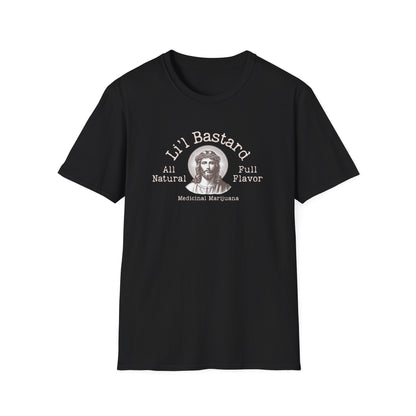 'Lil' Bastard' Unisex Cannabis-Themed Jesus T-Shirt, Funny Marijuana Shirt, Unique Gift for Stoners, Good Vibes Tee, Herbal Remedies Apparel