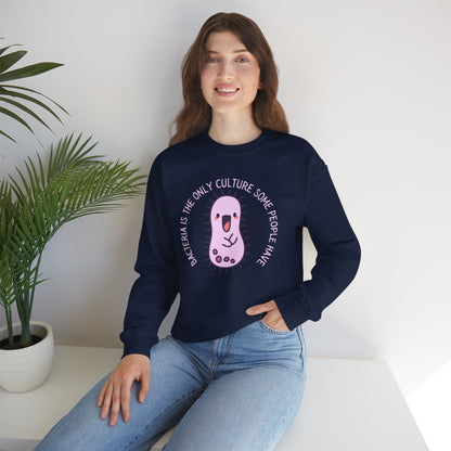 "Bacteria Is The Only Culture" Cute Pink Germ Graphic Sweatshirt
