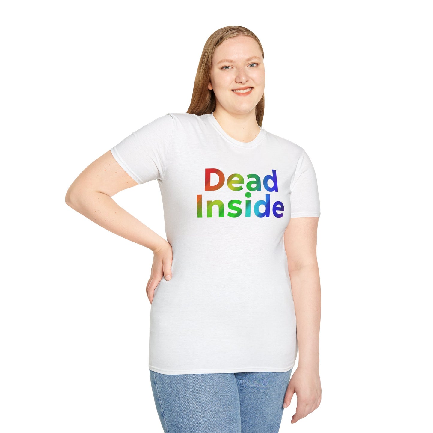 Colorful 'Dead Inside' Unisex Softstyle T-Shirt, Funny Graphic Tee, Casual Wear, Gift Idea, Everyday Comfort