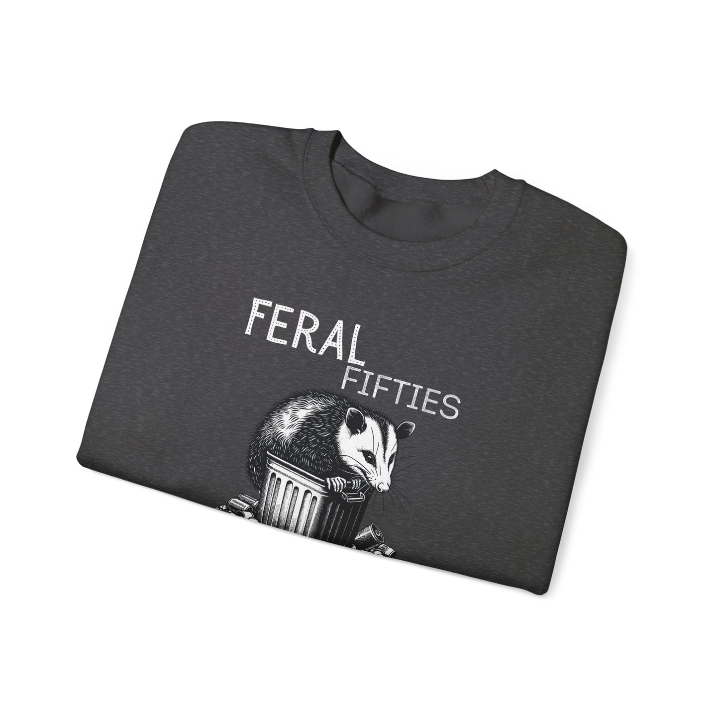 Feral Fifties Crewneck Sweatshirt, Funny Animal Sweatshirt, Gift for Animal Lovers, Casual Wear, Cozy Sweatshirt for Relaxation
