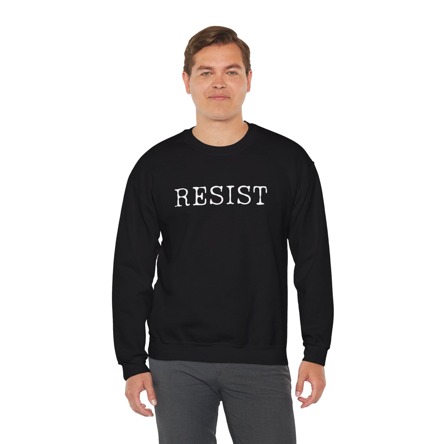 Resist Crewneck Sweatshirt, Comfortable Unisex Sweater, Everyday Wear, Activism Apparel, Gift for Protesters, Casual Style