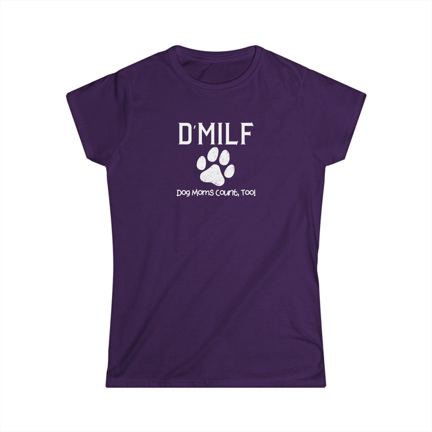 Dog Mom's D'MILF Softstyle Tee - Funny Pet Lover Shirt, Gifts for Dog Lovers, Pet Mom Apparel, Casual Summer Top, Dog-Themed Gift