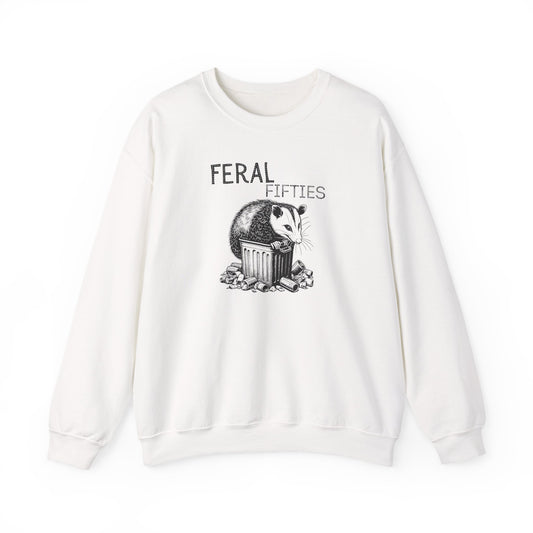 Feral Fifties Crewneck Sweatshirt, Funny Animal Sweatshirt, Gift for Animal Lovers, Casual Wear, Cozy Sweatshirt for Relaxation