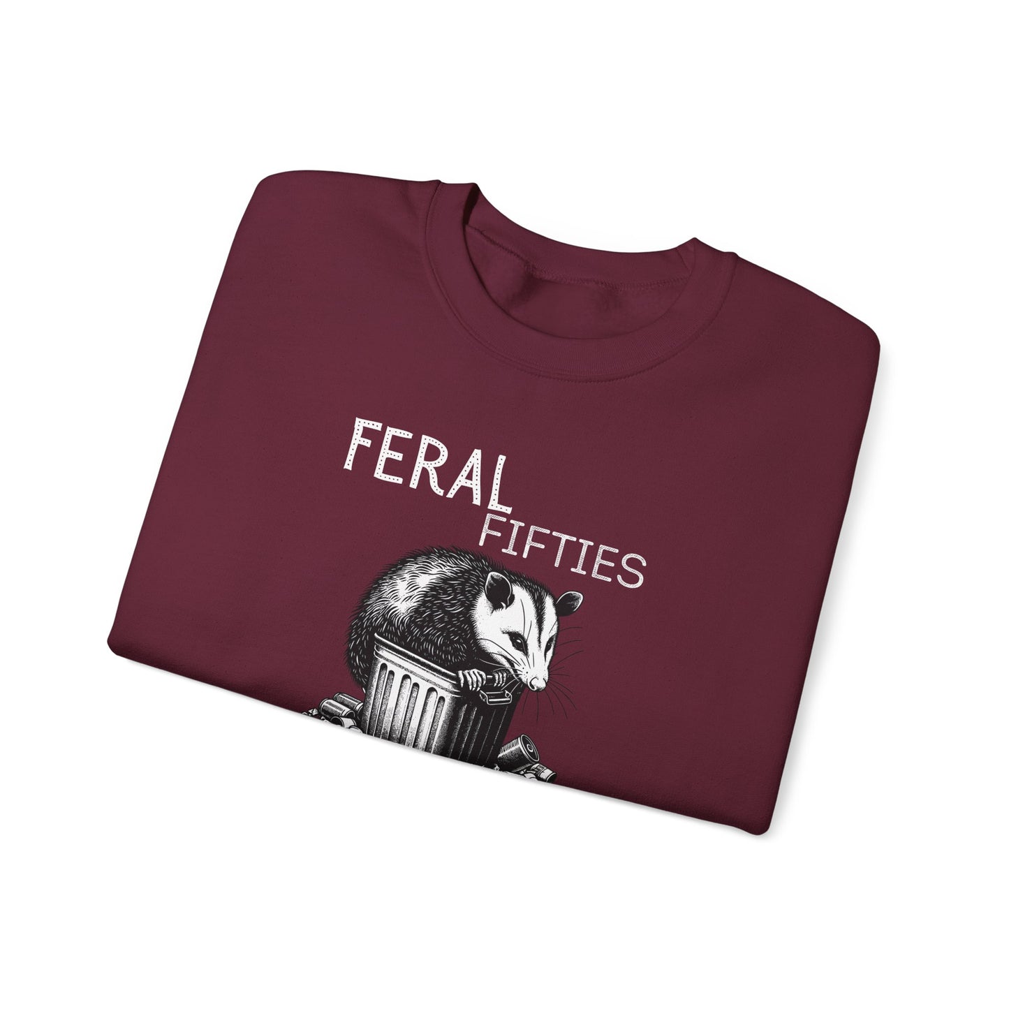 Feral Fifties Crewneck Sweatshirt, Funny Animal Sweatshirt, Gift for Animal Lovers, Casual Wear, Cozy Sweatshirt for Relaxation