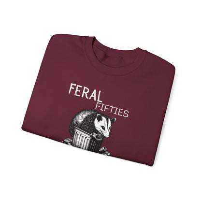 Feral Fifties Crewneck Sweatshirt, Funny Animal Sweatshirt, Gift for Animal Lovers, Casual Wear, Cozy Sweatshirt for Relaxation