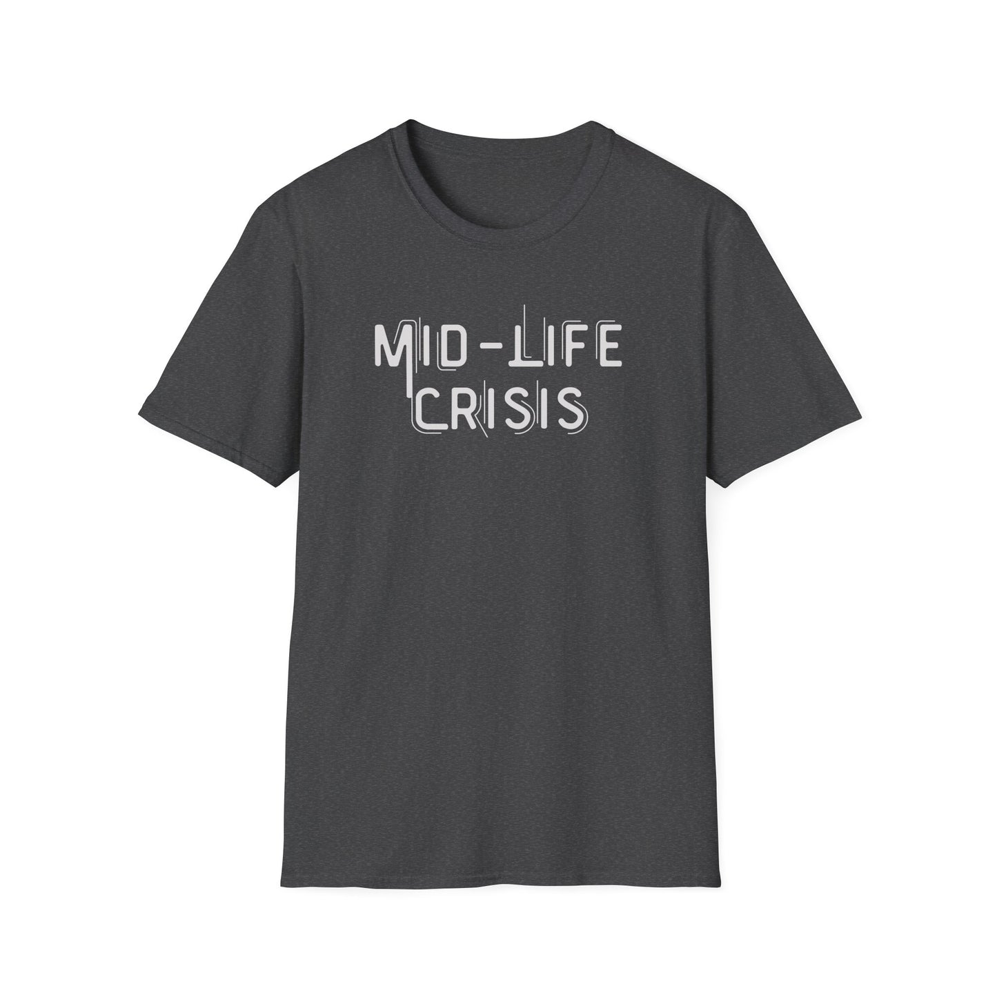 Mid-Life Crisis Unisex Softstyle T-Shirt, Funny Gift for Birthdays, Casual Wear, Humor Shirt, Great for Parties, Self-Care Tees
