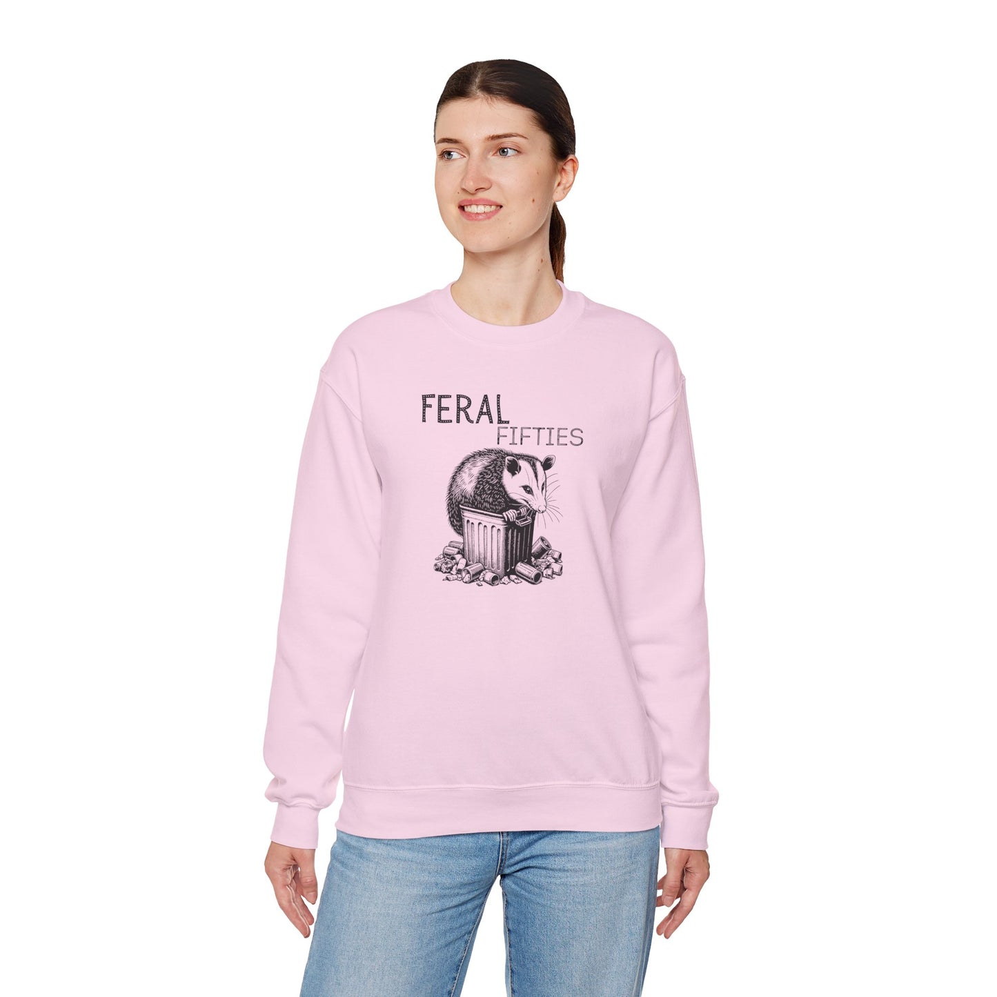 Feral Fifties Crewneck Sweatshirt, Funny Animal Sweatshirt, Gift for Animal Lovers, Casual Wear, Cozy Sweatshirt for Relaxation