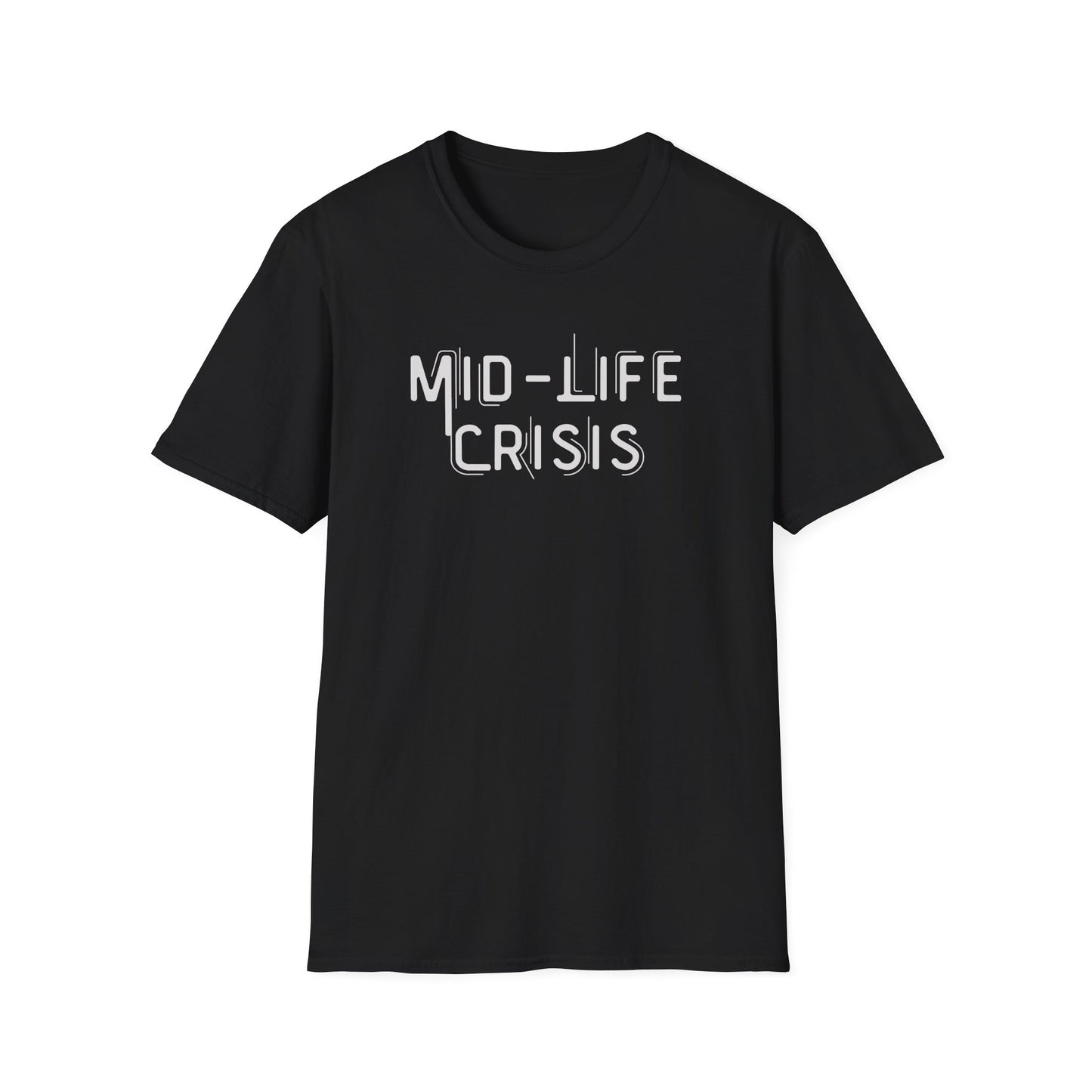 Mid-Life Crisis Unisex Softstyle T-Shirt, Funny Gift for Birthdays, Casual Wear, Humor Shirt, Great for Parties, Self-Care Tees