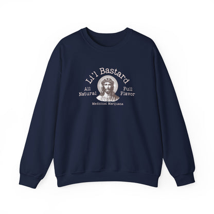 'Lil' Bastard' Jesus Marijuana Print, Perfect for Casual Style, Gift for Friends, Humor Apparel, Unisex Sweatshirt
