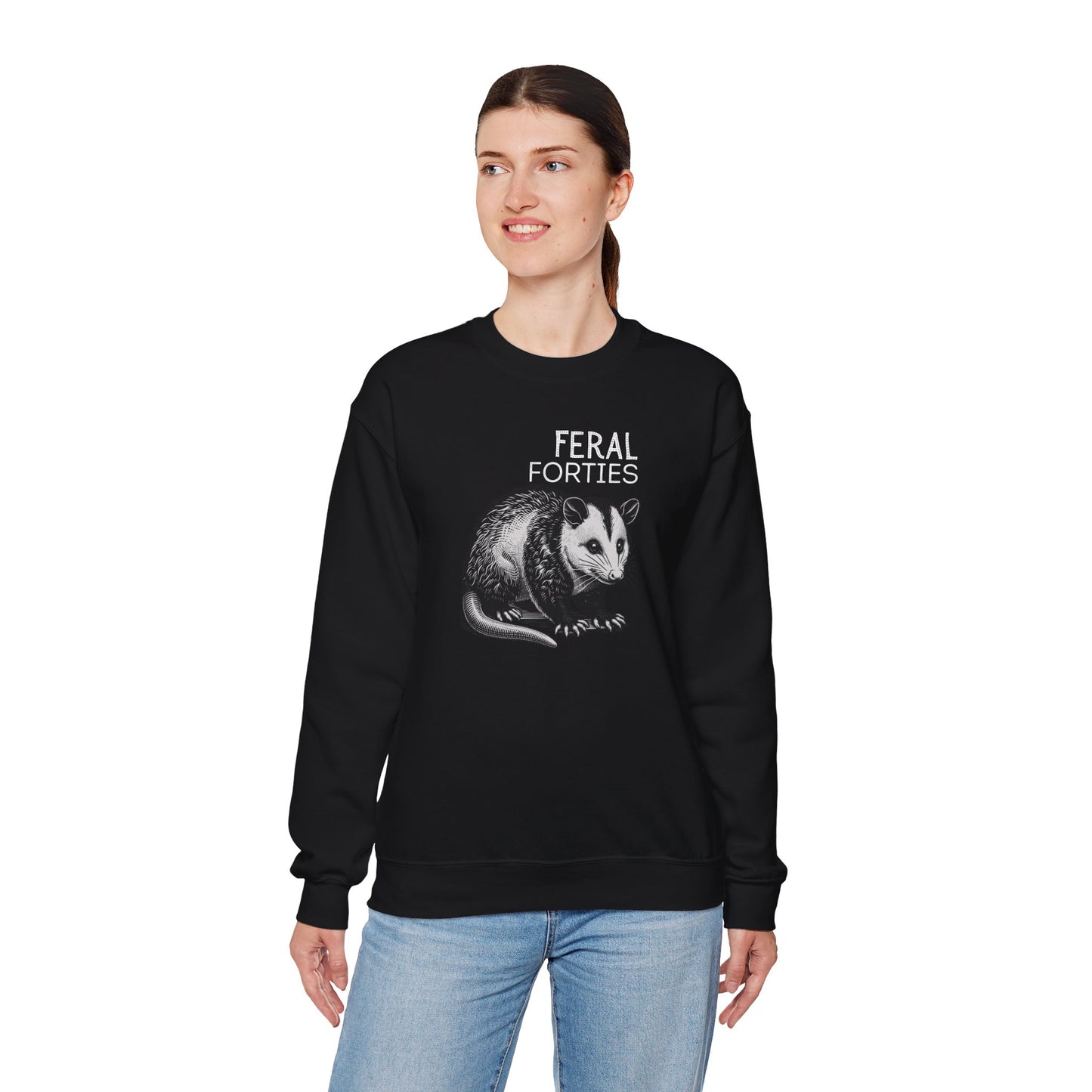 Feral Forties Sweatshirt, Funny Graphic Sweatshirt, Unisex Crewneck, Birthday Gift for Him/Her, Cozy Lounge Apparel