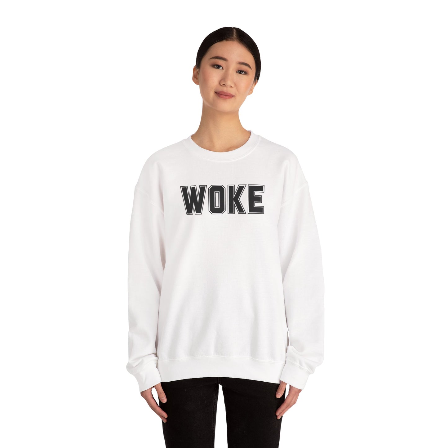 Woke Unisex Crewneck Sweatshirt | Cozy Casual Wear, Gift for Activists, Everyday Hoodie, Modern Statement Piece, Perfect for Fall