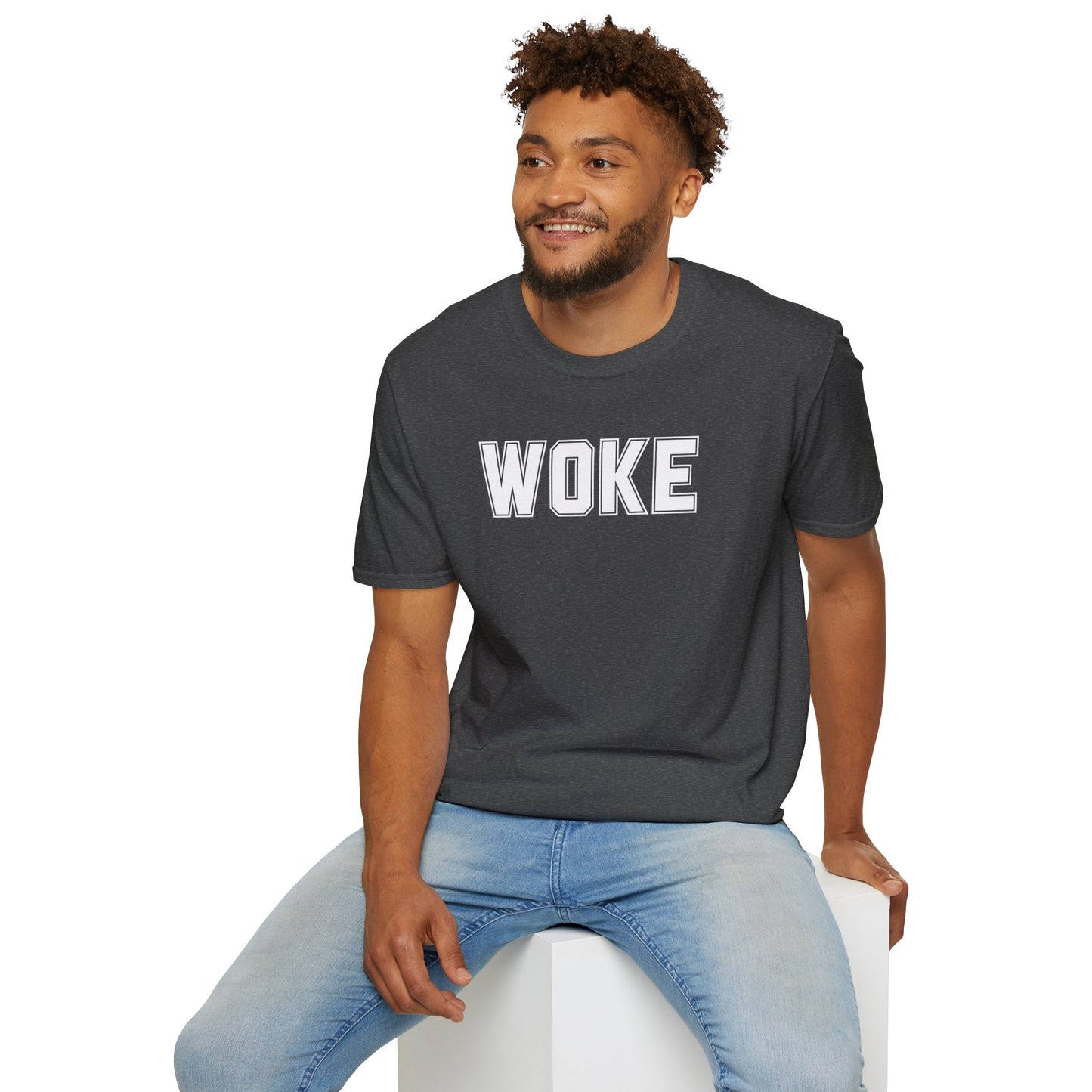 Woke Unisex Softstyle T-Shirt, Empowerment Tee, Statement Shirt, Gift for Activists, Casual Wear, Everyday Fashion