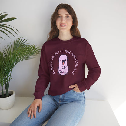 "Bacteria Is The Only Culture" Cute Pink Germ Graphic Sweatshirt