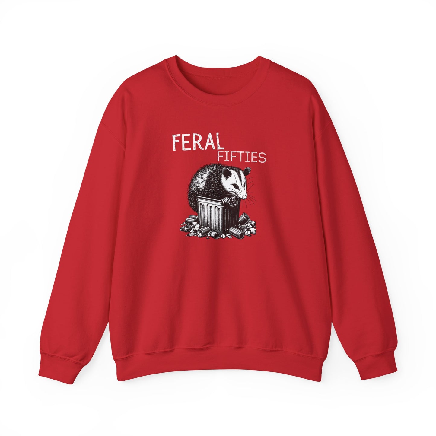 Feral Fifties Crewneck Sweatshirt, Funny Animal Sweatshirt, Gift for Animal Lovers, Casual Wear, Cozy Sweatshirt for Relaxation