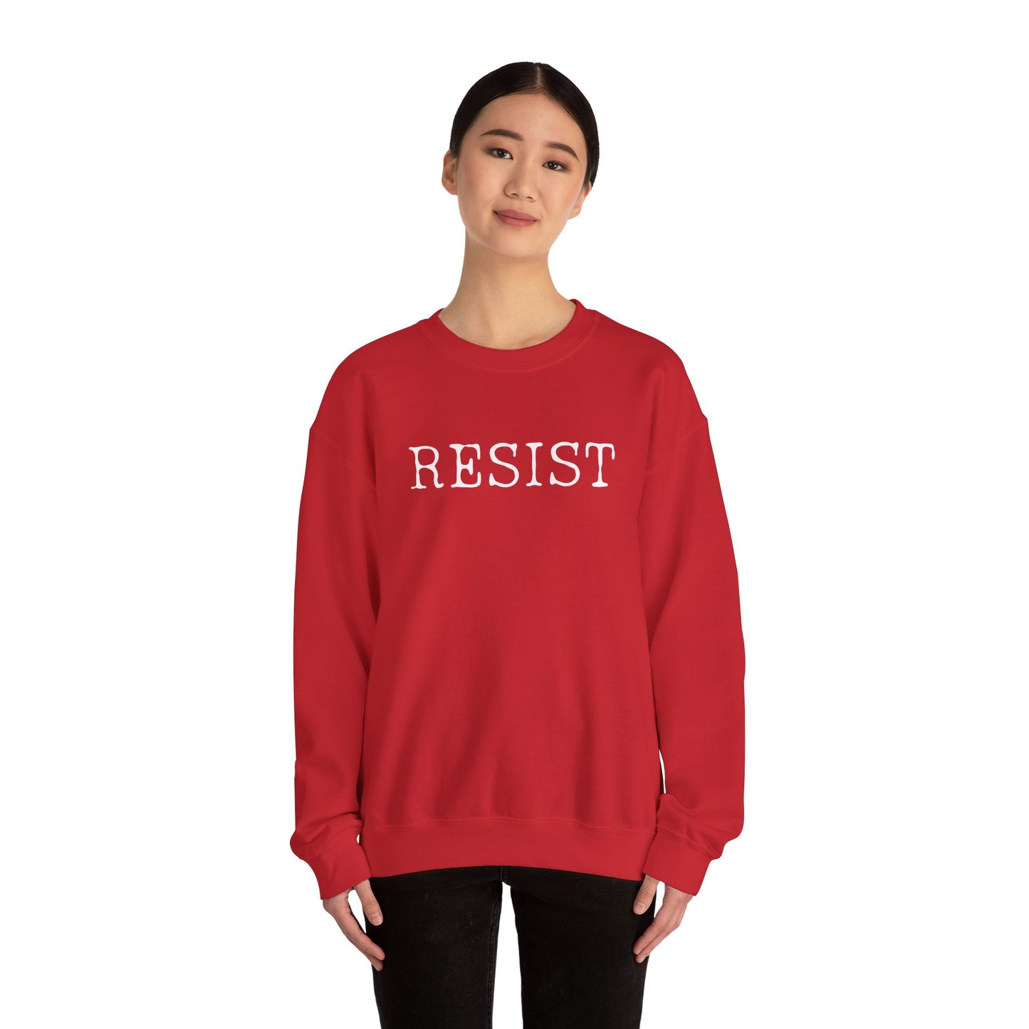 Resist Crewneck Sweatshirt, Comfortable Unisex Sweater, Everyday Wear, Activism Apparel, Gift for Protesters, Casual Style