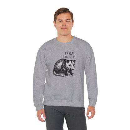 Feral Forties Sweatshirt, Funny Graphic Sweatshirt, Unisex Crewneck, Birthday Gift for Him/Her, Cozy Lounge Apparel