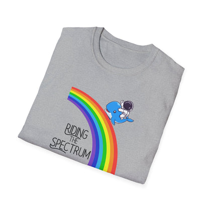 Riding the Spectrum T-Shirt - Joyful Unisex Tee for Celebrations, Gift for Friends, LGBTQ+ Pride, Positive Vibes, Casual Wear