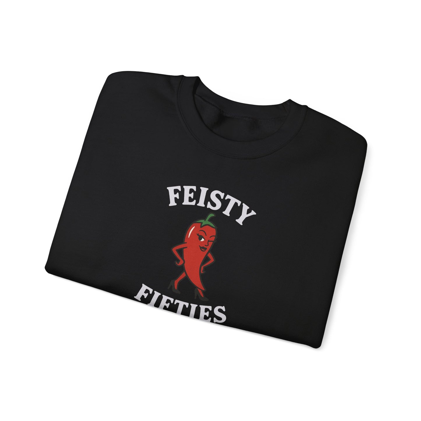Feisty Fifties Sweatshirt - Unisex Crewneck, Cute Gift for Birthdays, Vintage Style, Cozy Fashion for Everyone