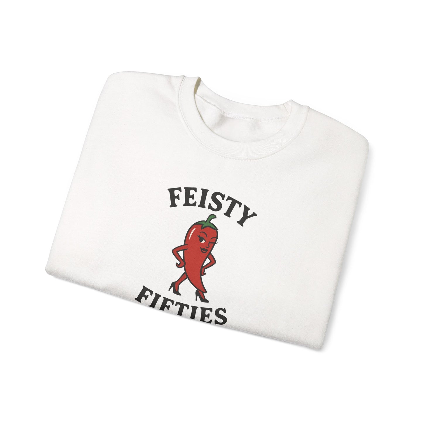 Feisty Fifties Sweatshirt - Unisex Crewneck, Cute Gift for Birthdays, Vintage Style, Cozy Fashion for Everyone