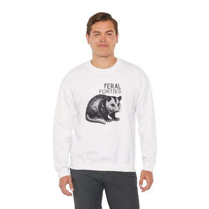 Feral Forties Sweatshirt, Funny Graphic Sweatshirt, Unisex Crewneck, Birthday Gift for Him/Her, Cozy Lounge Apparel
