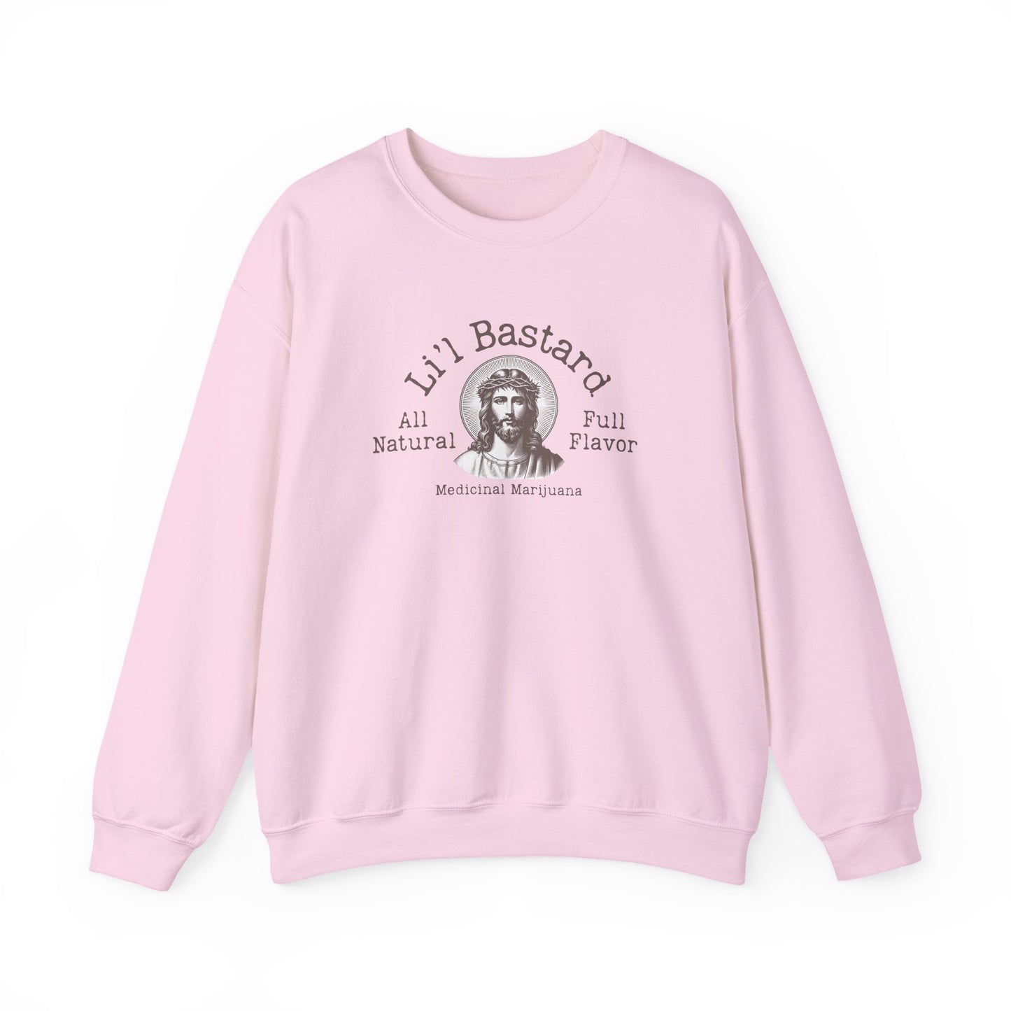 'Lil' Bastard' Jesus Marijuana Print, Perfect for Casual Style, Gift for Friends, Humor Apparel, Unisex Sweatshirt