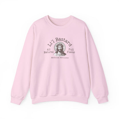 'Lil' Bastard' Jesus Marijuana Print, Perfect for Casual Style, Gift for Friends, Humor Apparel, Unisex Sweatshirt