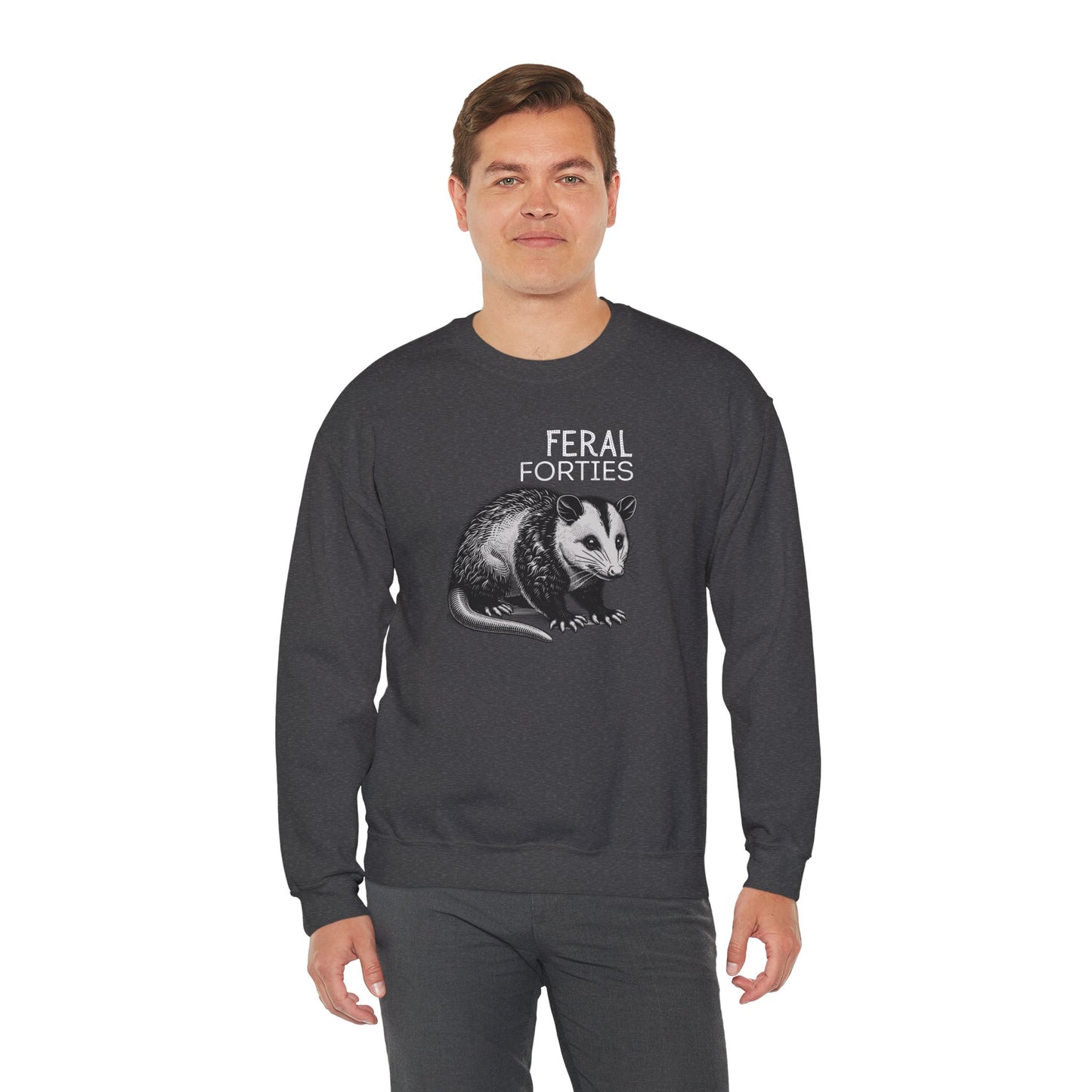 Feral Forties Sweatshirt, Funny Graphic Sweatshirt, Unisex Crewneck, Birthday Gift for Him/Her, Cozy Lounge Apparel