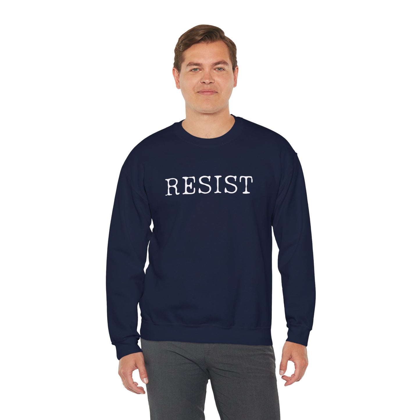 Resist Crewneck Sweatshirt, Comfortable Unisex Sweater, Everyday Wear, Activism Apparel, Gift for Protesters, Casual Style