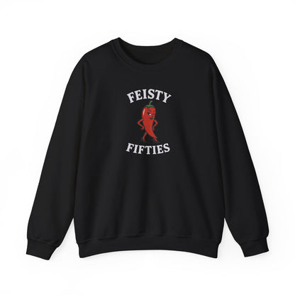 Feisty Fifties Sweatshirt - Unisex Crewneck, Cute Gift for Birthdays, Vintage Style, Cozy Fashion for Everyone