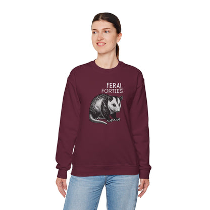Feral Forties Sweatshirt, Funny Graphic Sweatshirt, Unisex Crewneck, Birthday Gift for Him/Her, Cozy Lounge Apparel