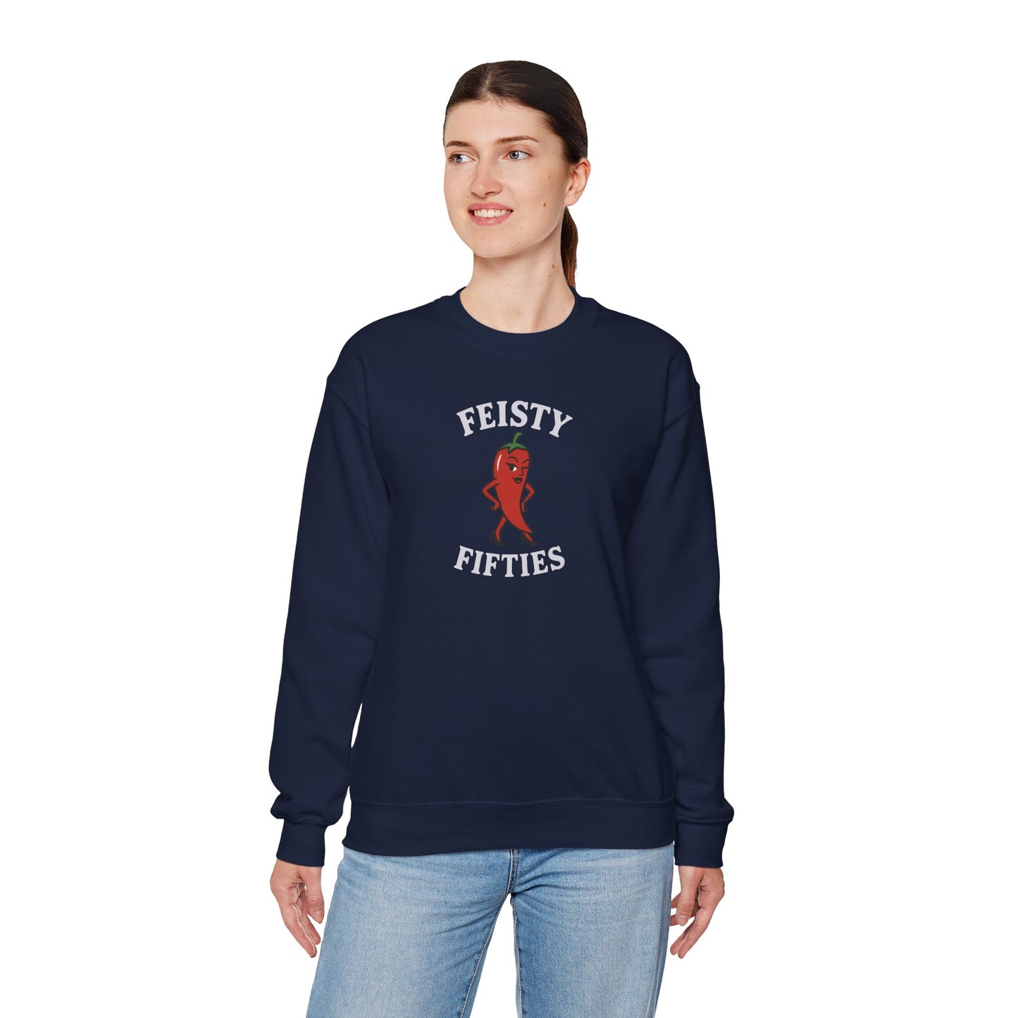 Feisty Fifties Sweatshirt - Unisex Crewneck, Cute Gift for Birthdays, Vintage Style, Cozy Fashion for Everyone