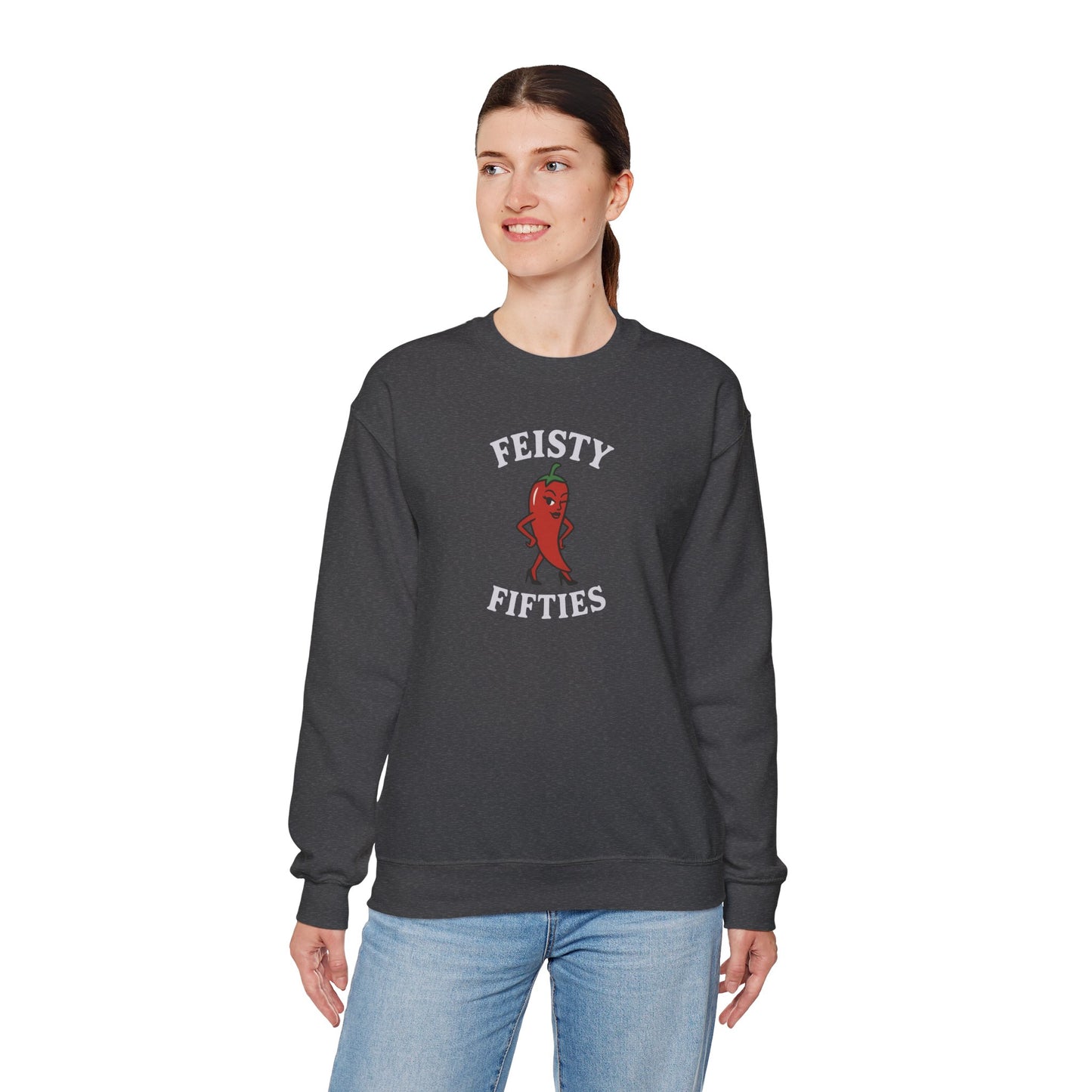 Feisty Fifties Sweatshirt - Unisex Crewneck, Cute Gift for Birthdays, Vintage Style, Cozy Fashion for Everyone