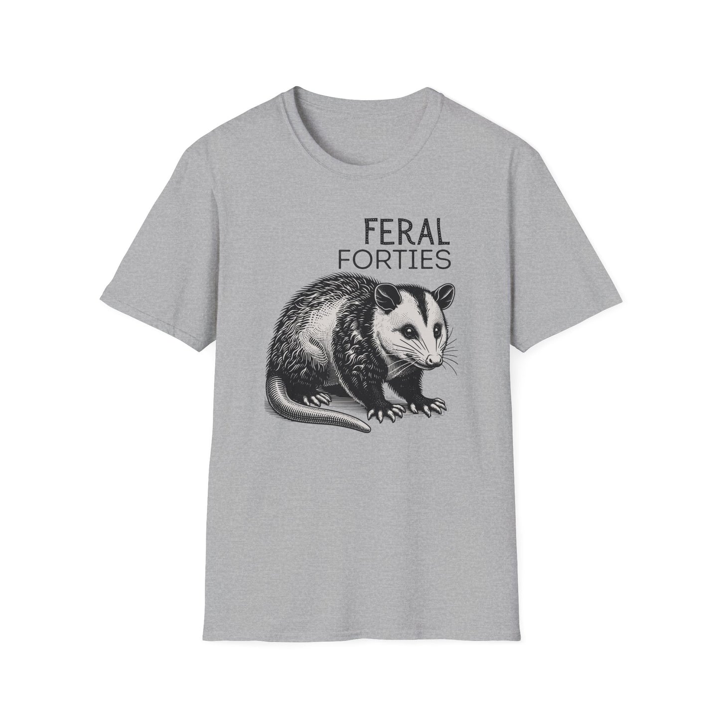 Feral Forties Unisex T-Shirt - Opossum Graphic Tee, Animal Lover Shirt, Wildlife Enthusiast Apparel, Nature Inspired Clothing, Birthday Gift