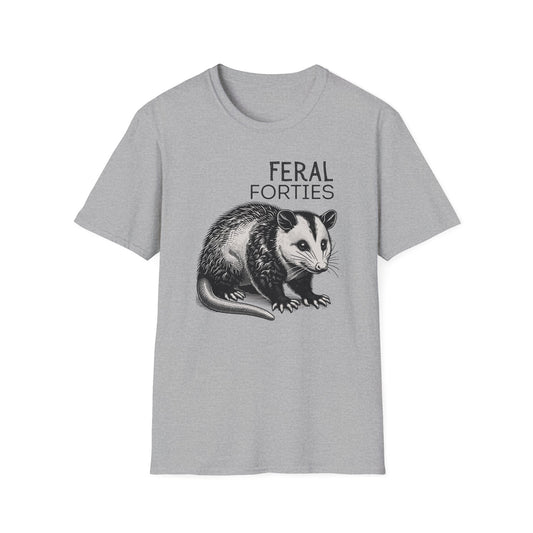 Feral Forties Unisex T-Shirt - Opossum Graphic Tee, Animal Lover Shirt, Wildlife Enthusiast Apparel, Nature Inspired Clothing, Birthday Gift