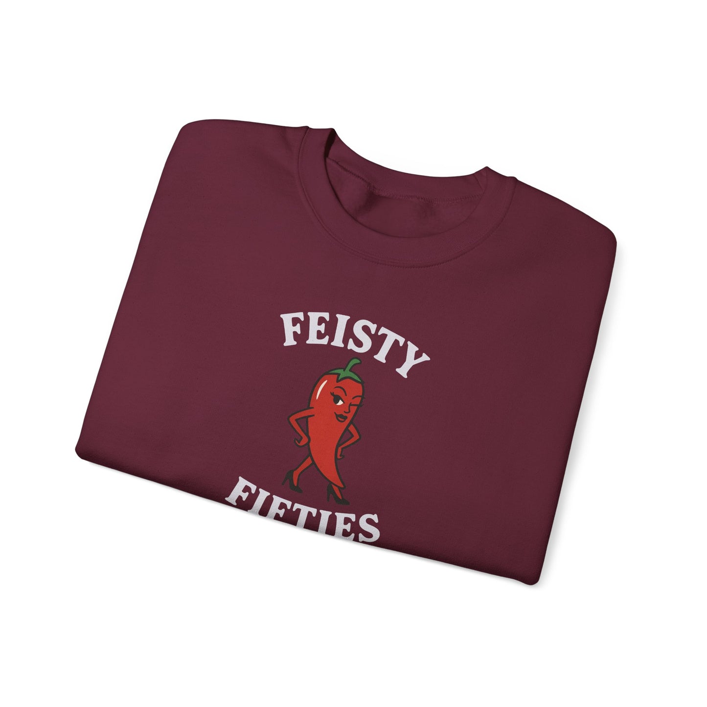 Feisty Fifties Sweatshirt - Unisex Crewneck, Cute Gift for Birthdays, Vintage Style, Cozy Fashion for Everyone