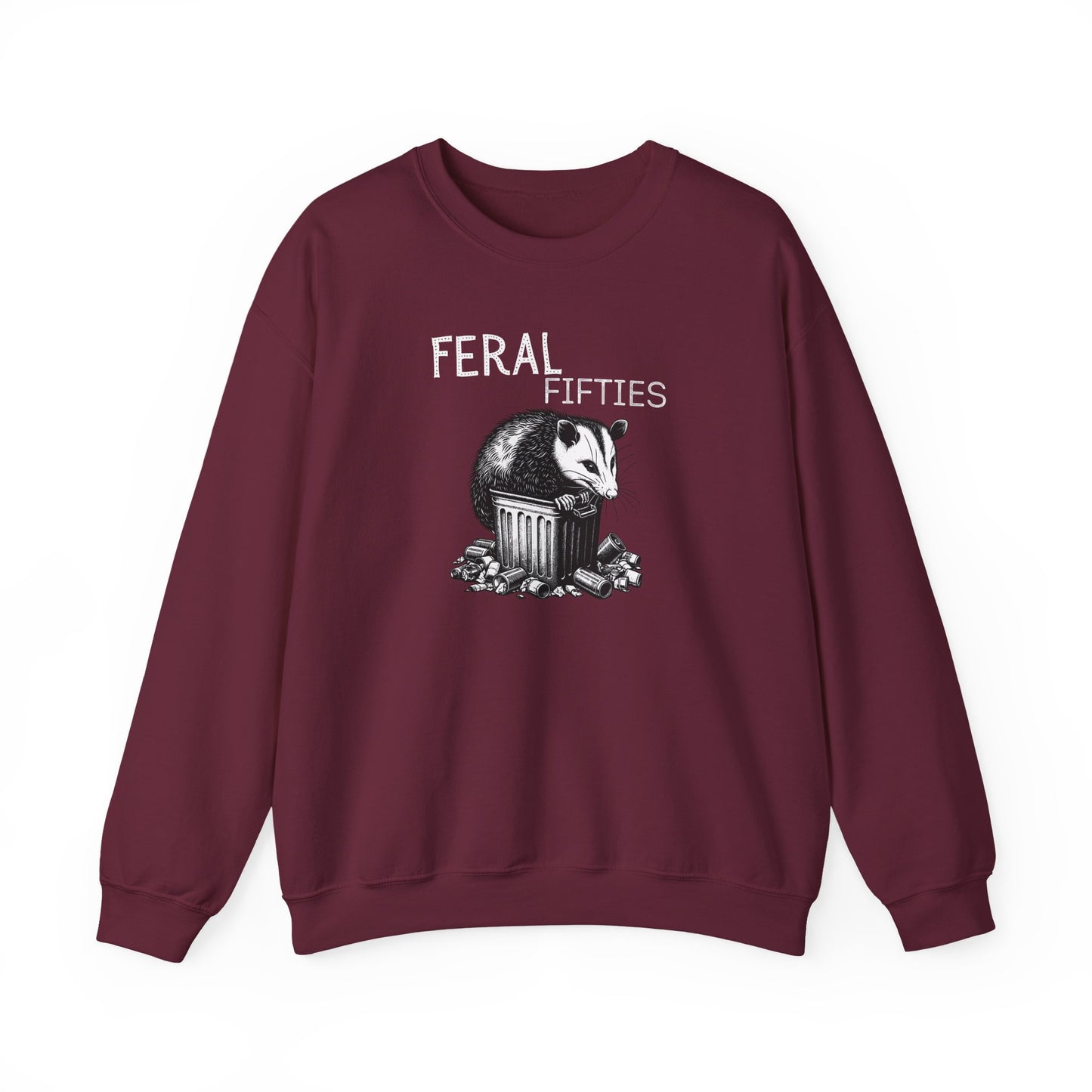 Feral Fifties Crewneck Sweatshirt, Funny Animal Sweatshirt, Gift for Animal Lovers, Casual Wear, Cozy Sweatshirt for Relaxation