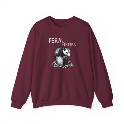 Feral Fifties Crewneck Sweatshirt, Funny Animal Sweatshirt, Gift for Animal Lovers, Casual Wear, Cozy Sweatshirt for Relaxation