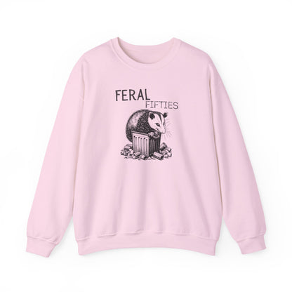 Feral Fifties Crewneck Sweatshirt, Funny Animal Sweatshirt, Gift for Animal Lovers, Casual Wear, Cozy Sweatshirt for Relaxation