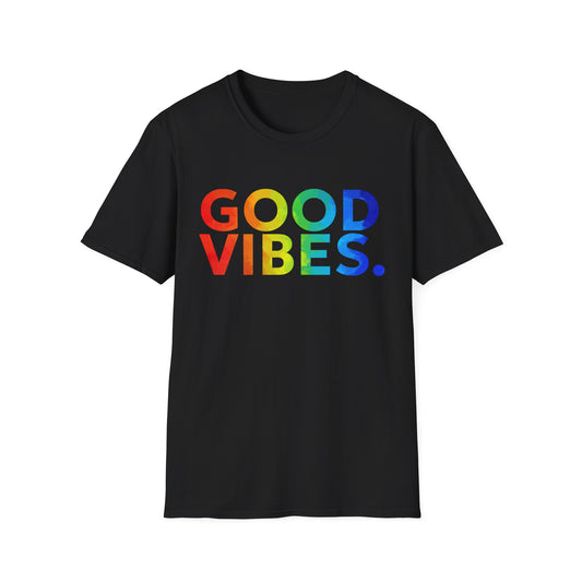 Good Vibes Rainbow Tee, Positive Energy Apparel, Casual Wear, Gift for Friends, Birthday Celebrations