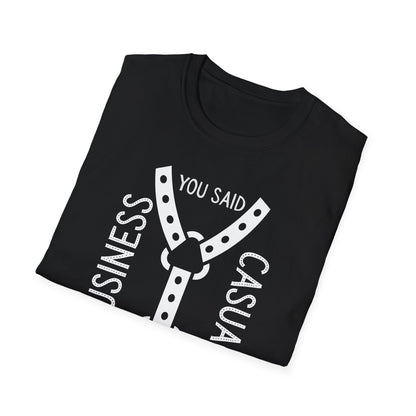 Bondage Casual Humor T-Shirt - Business Casual, Funny Tee for Work, Gift for Office Friends, Unisex Softstyle Shirt, Everyday Wear