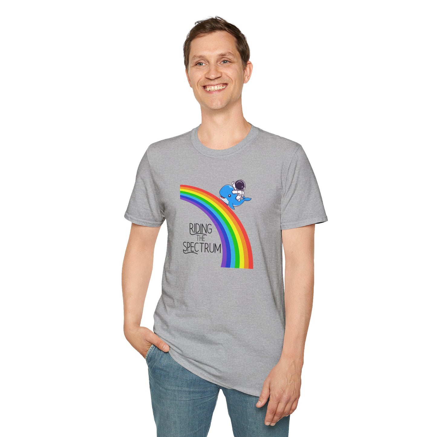 Riding the Spectrum T-Shirt - Joyful Unisex Tee for Celebrations, Gift for Friends, LGBTQ+ Pride, Positive Vibes, Casual Wear