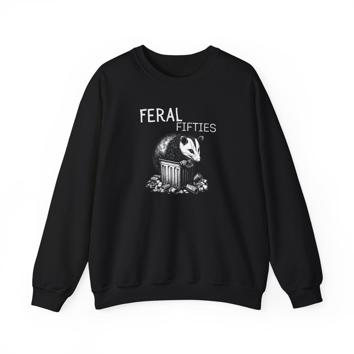 Feral Fifties Crewneck Sweatshirt, Funny Animal Sweatshirt, Gift for Animal Lovers, Casual Wear, Cozy Sweatshirt for Relaxation