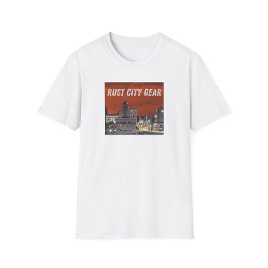 Rust City Gear Unisex Softstyle T-Shirt - Urban Fashion Tee, Casual Wear, Gift for City Lovers, Streetwear, Graphic Tee