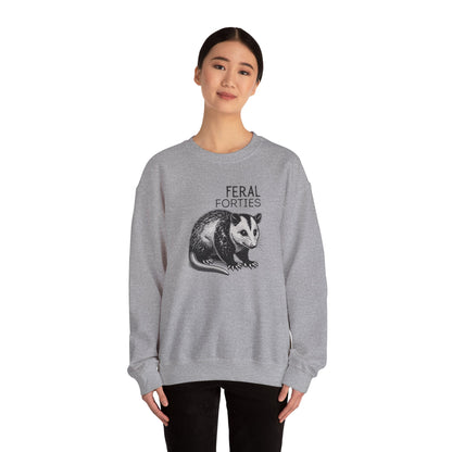 Feral Forties Sweatshirt, Funny Graphic Sweatshirt, Unisex Crewneck, Birthday Gift for Him/Her, Cozy Lounge Apparel