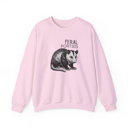 Feral Forties Sweatshirt, Funny Graphic Sweatshirt, Unisex Crewneck, Birthday Gift for Him/Her, Cozy Lounge Apparel