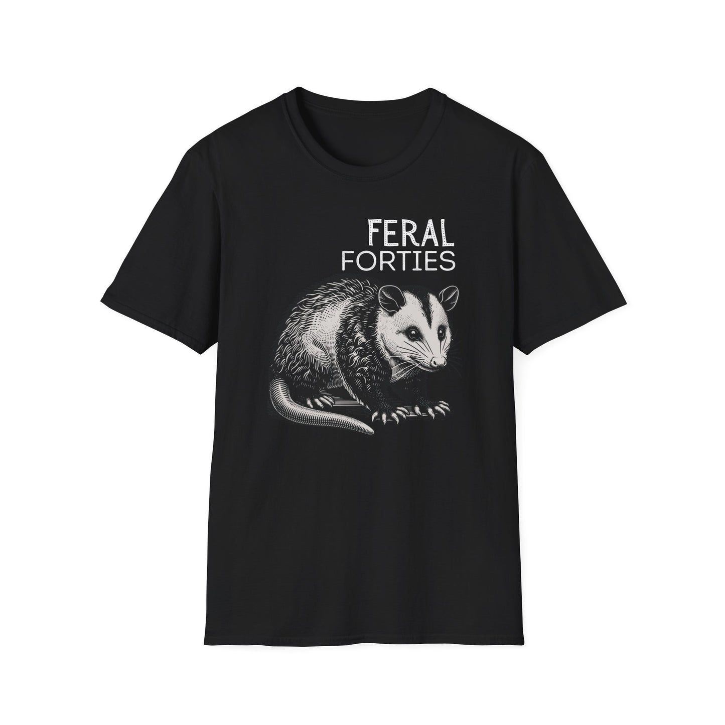 Feral Forties Unisex T-Shirt - Opossum Graphic Tee, Animal Lover Shirt, Wildlife Enthusiast Apparel, Nature Inspired Clothing, Birthday Gift