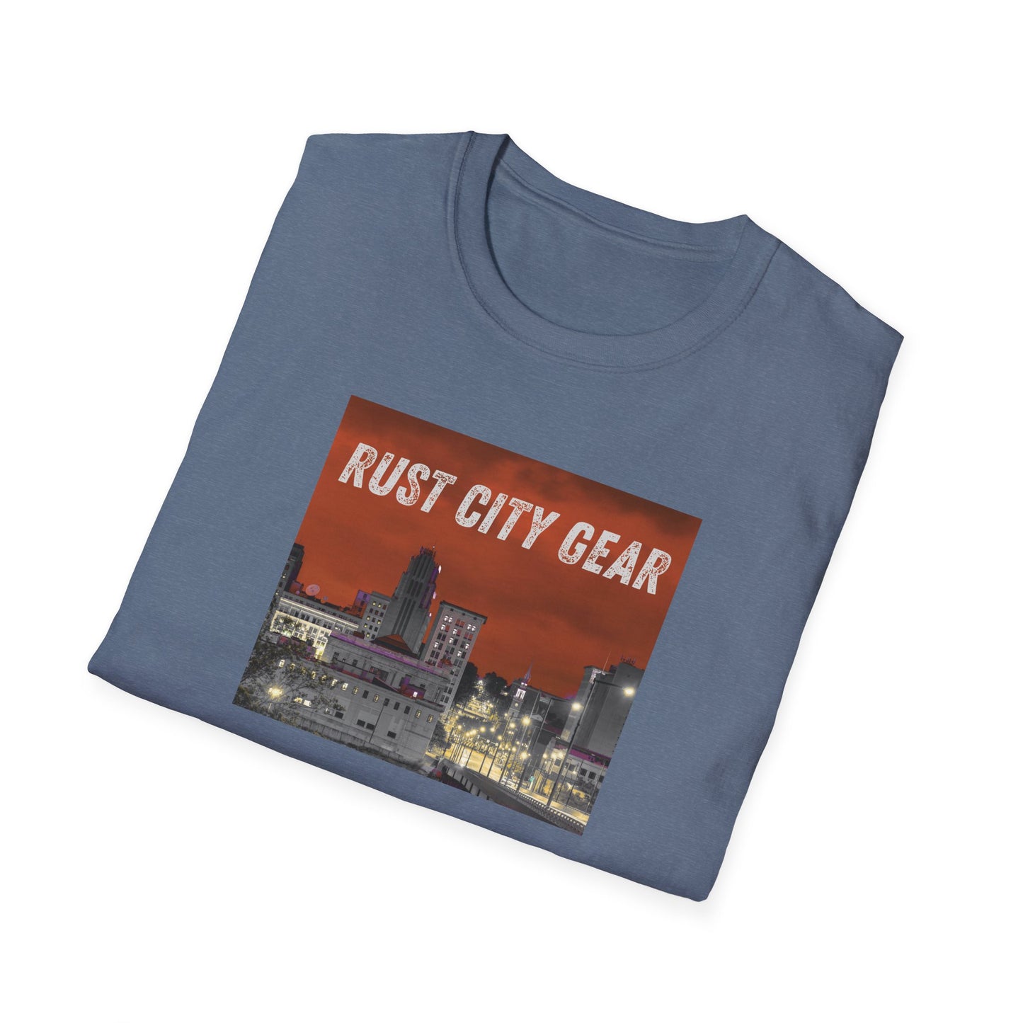 Rust City Gear Unisex Softstyle T-Shirt - Urban Fashion Tee, Casual Wear, Gift for City Lovers, Streetwear, Graphic Tee