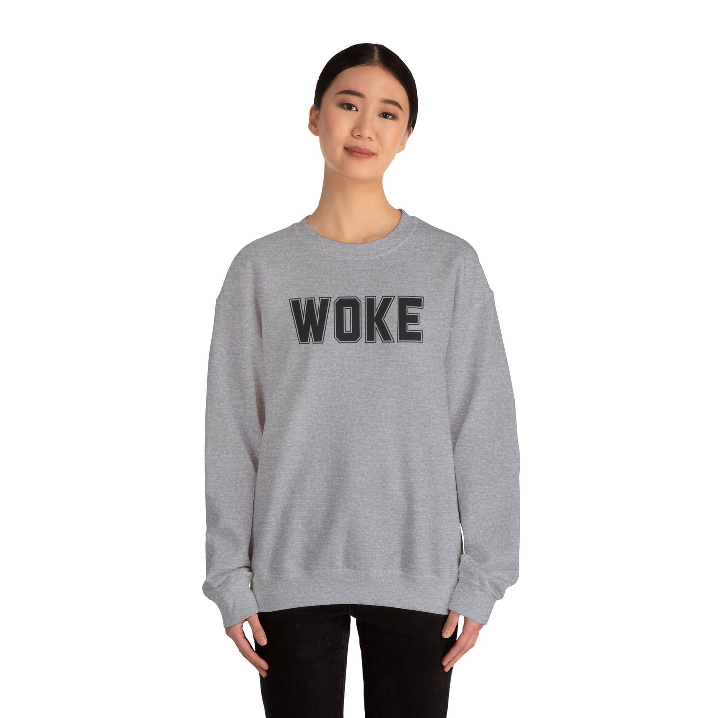 Woke Unisex Crewneck Sweatshirt | Cozy Casual Wear, Gift for Activists, Everyday Hoodie, Modern Statement Piece, Perfect for Fall